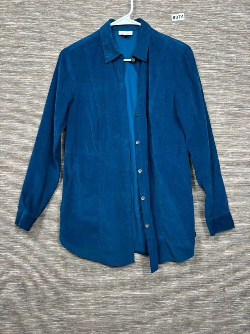 J.Jill Corduroy Button Down Shirt Womens Size XS Teal Blue Long Sleeve Casual